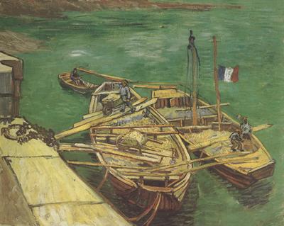 Vincent Van Gogh Quay with Men Unloading Sand Barges (nn04) Germany oil painting art